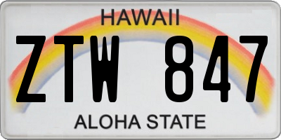 HI license plate ZTW847