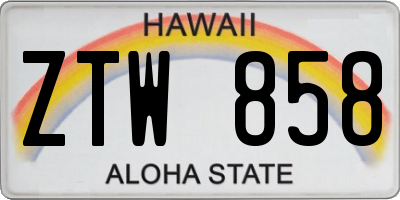 HI license plate ZTW858