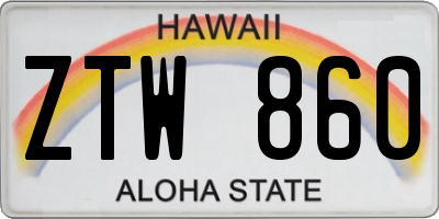 HI license plate ZTW860