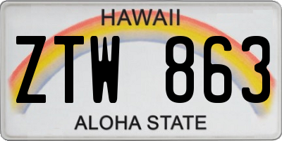 HI license plate ZTW863