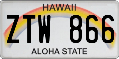 HI license plate ZTW866