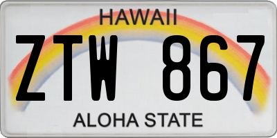 HI license plate ZTW867