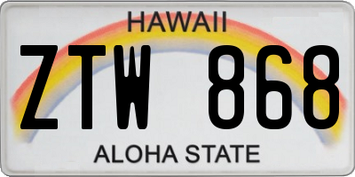 HI license plate ZTW868