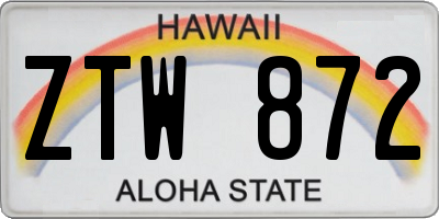 HI license plate ZTW872