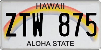 HI license plate ZTW875