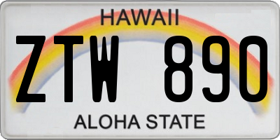 HI license plate ZTW890