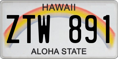 HI license plate ZTW891