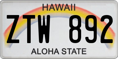 HI license plate ZTW892