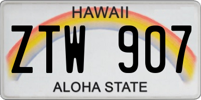 HI license plate ZTW907
