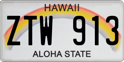 HI license plate ZTW913