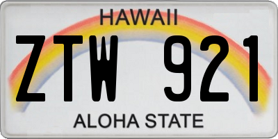 HI license plate ZTW921