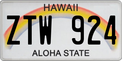 HI license plate ZTW924