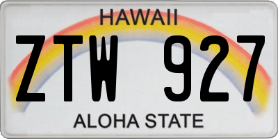 HI license plate ZTW927