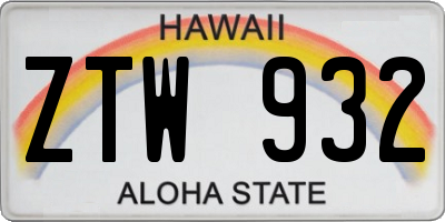 HI license plate ZTW932