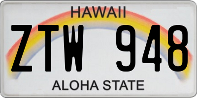 HI license plate ZTW948