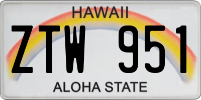 HI license plate ZTW951