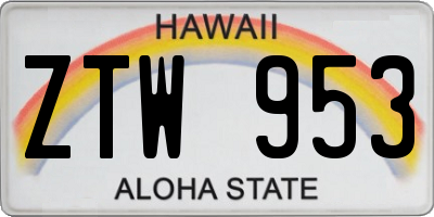 HI license plate ZTW953