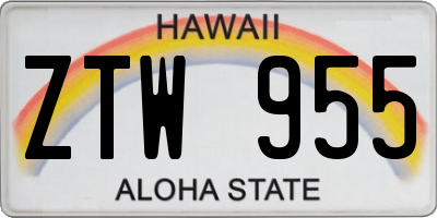 HI license plate ZTW955