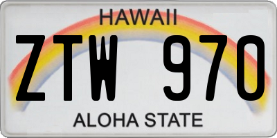 HI license plate ZTW970