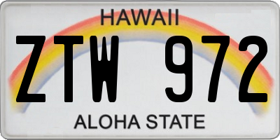 HI license plate ZTW972