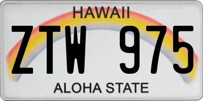 HI license plate ZTW975