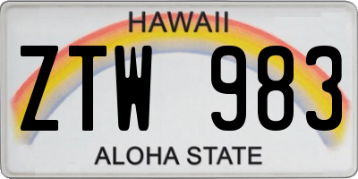 HI license plate ZTW983