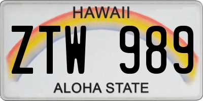 HI license plate ZTW989