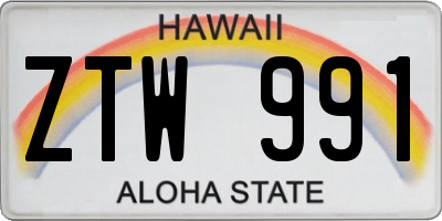 HI license plate ZTW991