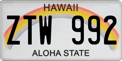 HI license plate ZTW992
