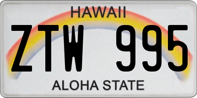HI license plate ZTW995