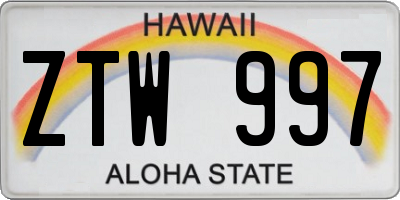 HI license plate ZTW997