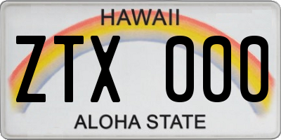 HI license plate ZTX000