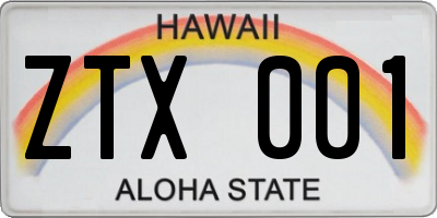 HI license plate ZTX001