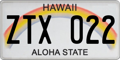 HI license plate ZTX022