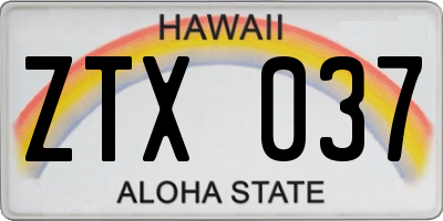 HI license plate ZTX037