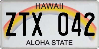 HI license plate ZTX042