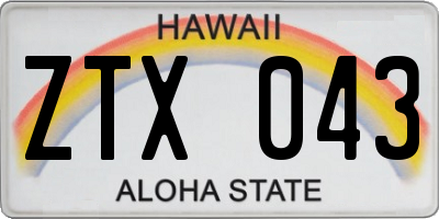 HI license plate ZTX043