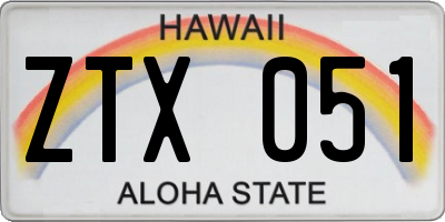 HI license plate ZTX051