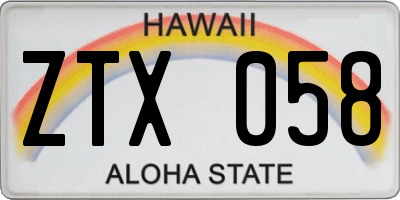 HI license plate ZTX058