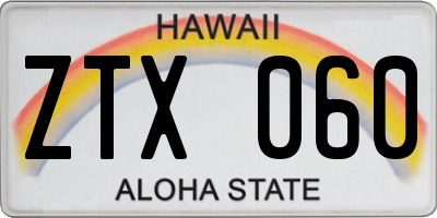 HI license plate ZTX060