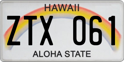 HI license plate ZTX061