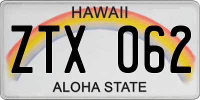 HI license plate ZTX062