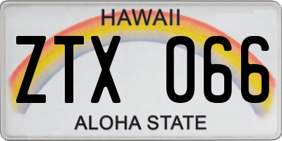 HI license plate ZTX066