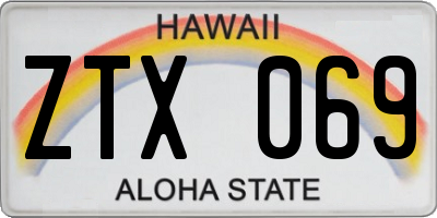 HI license plate ZTX069