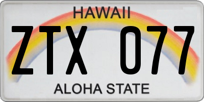HI license plate ZTX077