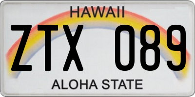 HI license plate ZTX089