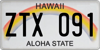 HI license plate ZTX091