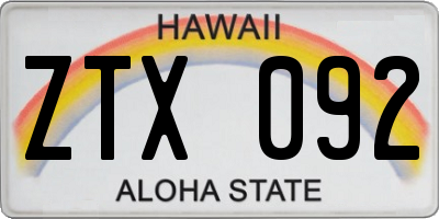 HI license plate ZTX092