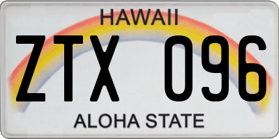 HI license plate ZTX096