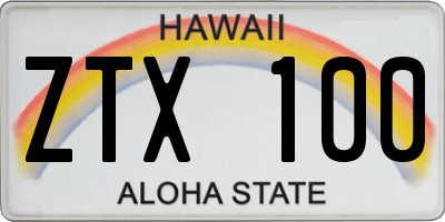 HI license plate ZTX100